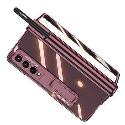 Galaxy Z Fold 4 Kılıf Patinda Kıpta Standlı Kalem Bölmeli Kapak