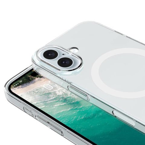 Apple iPhone 16 Plus Kılıf Patinda Magsafe Şarj Özellikli Şeffaf Tek Kamera Çerçeveli Porto Kapak