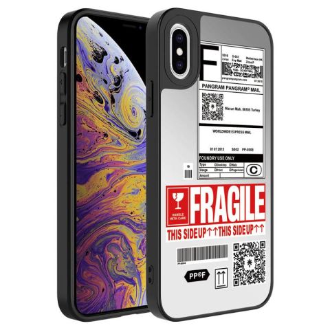 Apple iPhone X Kılıf Aynalı Desenli Kamera Korumalı Parlak Patinda Mirror Kapak