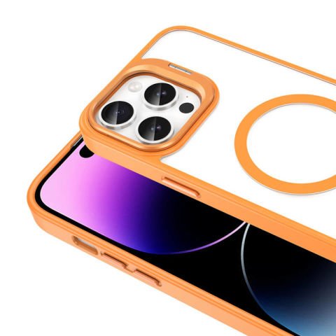 Apple iPhone 14 Pro Max Kılıf Magsafe Şarj Özellikli Standlı Patinda Magsafe Klon Lensli Kapak