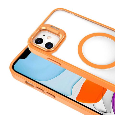 Apple iPhone 11 Kılıf Magsafe Şarj Özellikli Standlı Patinda Magsafe Klon Lensli Kapak