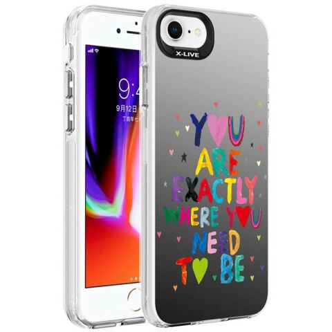 Apple iPhone SE 2020 Kılıf Desenli Patinda Silver Sert Kapak