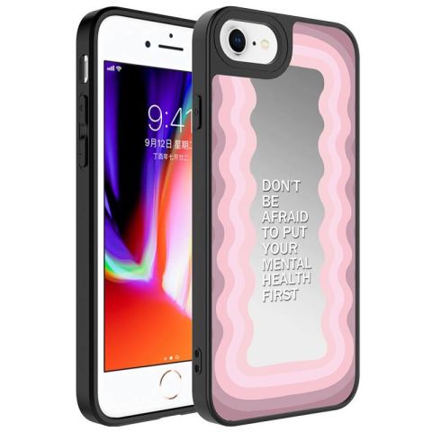 Apple iPhone 8 Plus Kılıf Aynalı Desenli Kamera Korumalı Parlak Patinda Mirror Kapak
