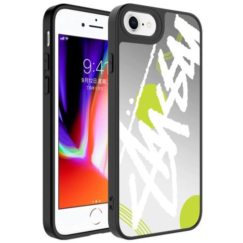 Apple iPhone 8 Plus Kılıf Aynalı Desenli Kamera Korumalı Parlak Patinda Mirror Kapak