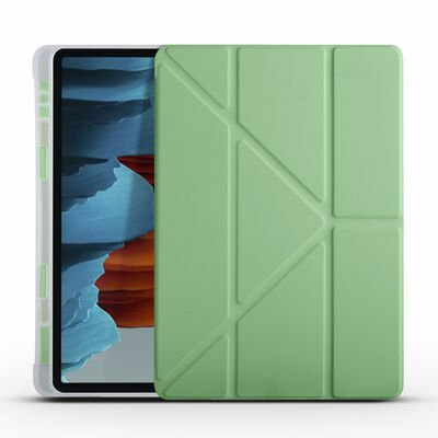 Galaxy Tab S7 T870 Kılıf Patinda Tri Folding Kalem Bölmeli Standlı Kılıf