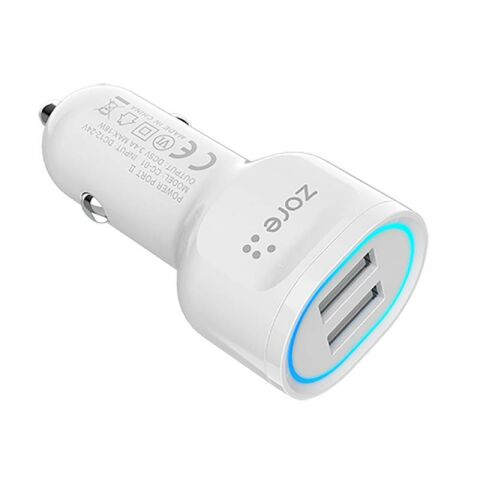 Patinda CC-01 Hızlı Şarj Özellikli LED Işıklı Dual USB Araç Şarj Başlığı 18W