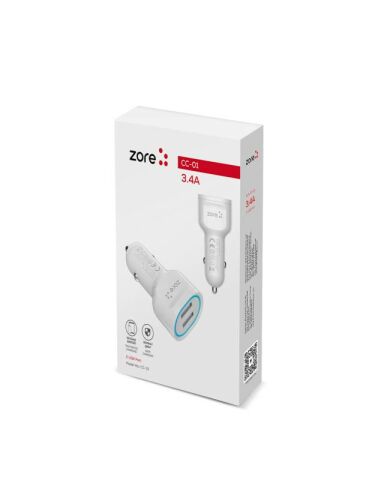 Patinda CC-01 Hızlı Şarj Özellikli LED Işıklı Dual USB Araç Şarj Başlığı 18W