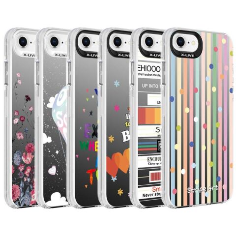 Apple iPhone SE 2022 Kılıf Desenli Patinda Silver Sert Kapak