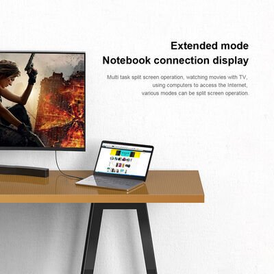 Qgeem QG-UA17 Type-C to VGA Adaptörü Yüksek Çözünürlüklü Dönüştürücü Kablo 1080p 60Hz 3 metre