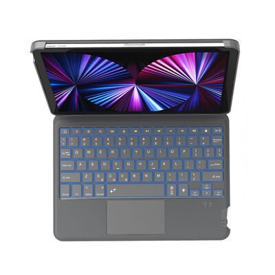 Apple iPad Pro 11 2021 (3.Nesil) Wiwu Combo Led Işıklı Magnetik Standlı Klavyeli Kılıf