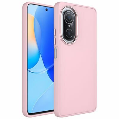 Huawei Nova 9 SE Kılıf Metal Çerçeve ve Buton Tasarımlı Silikon Patinda Luna Kapak