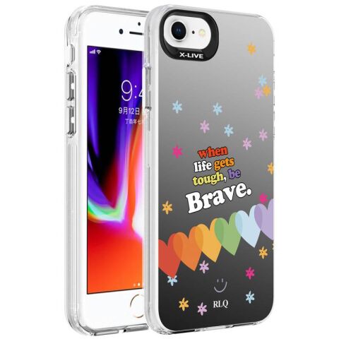 Apple iPhone 8 Kılıf Desenli Patinda Silver Sert Kapak