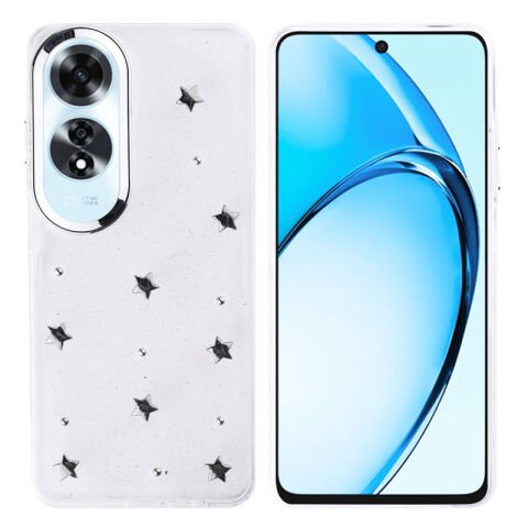 Oppo A60 Kılıf Airbag Tasarımlı Simli Şeffaf Patinda Kutup Kapak