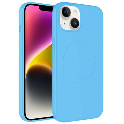 Apple iPhone 14 Kılıf Magsafe Wireless Şarj Özellikli Pastel Renk Silikon Patinda Plas Kapak