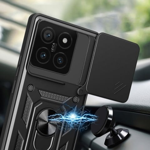 Xiaomi 14T Pro Kılıf Magnetik Standlı Kamera Korumalı Patinda Sürgülü Vega Kapak