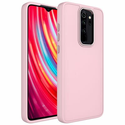 Xiaomi Redmi Note 8 Pro Kılıf Metal Çerçeve ve Buton Tasarımlı Silikon Patinda Luna Kapak