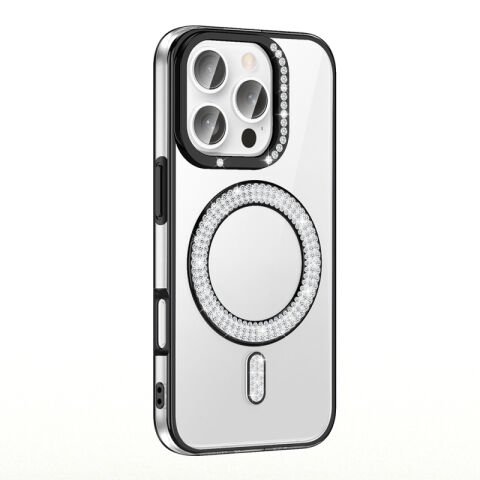 Apple iPhone 16 Pro Kılıf Pırlanta Taş Tasarımlı Magsafe Şarj Özellikli Patinda Karetta Silikon Kapak