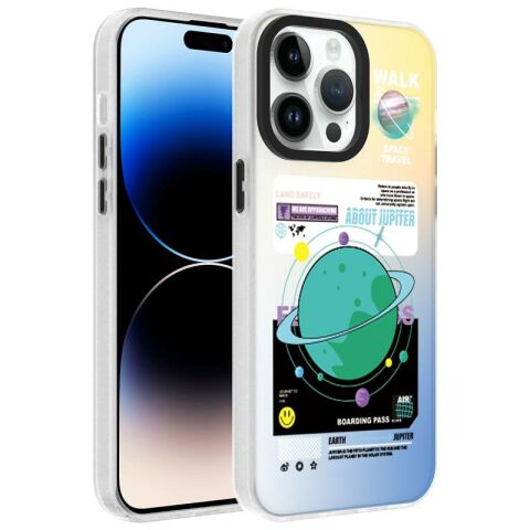 Apple iPhone 14 Pro Kılıf Desenli Patinda Dragon Sert Kapak