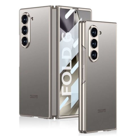 Galaxy Z Fold 6 Kılıf Titanyum Metal Tasarımlı Patinda Kıpta Caz Kapak
