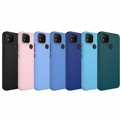 Xiaomi Redmi 9C Kılıf Metal Çerçeve ve Buton Tasarımlı Silikon Patinda Luna Kapak