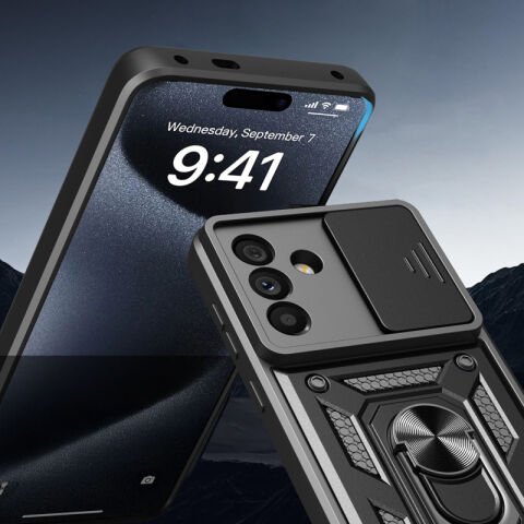 Galaxy A56 Kılıf Magnetik Standlı Kamera Korumalı Patinda Sürgülü Vega Kapak