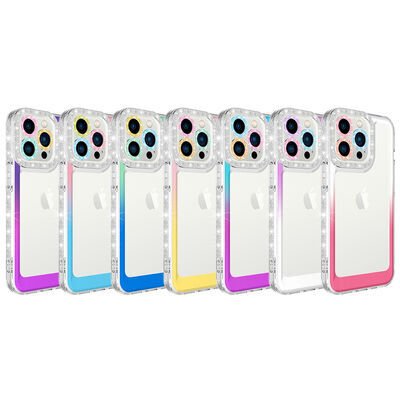 Apple iPhone 12 Pro Kılıf Simli ve Renk Geçiş Tasarımlı Lens Korumalı Patinda Park Kapak
