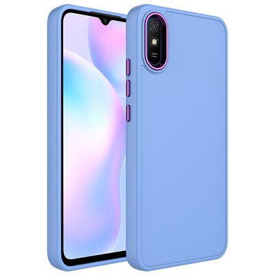 Xiaomi Redmi 9A Kılıf Metal Çerçeve ve Buton Tasarımlı Silikon Patinda Luna Kapak