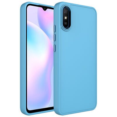 Xiaomi Redmi 9A Kılıf Metal Çerçeve ve Buton Tasarımlı Silikon Patinda Luna Kapak
