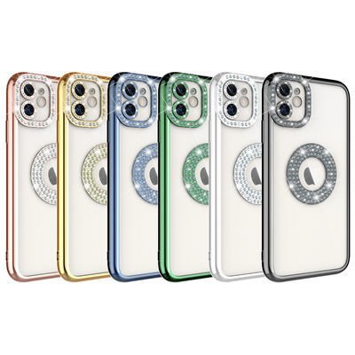 Apple iPhone 11 Kılıf Kamera Korumalı Taş Süslemeli Arkası Şeffaf Patinda Asya Kapak