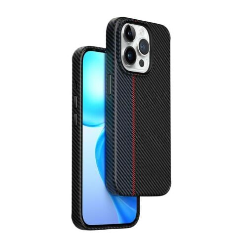 Apple iPhone 15 Pro Max Kılıf Wiwu LCC-107 Karbon Fiber Magsafe Şarj Özellikli Kamera Korumalı Kabon Kapak