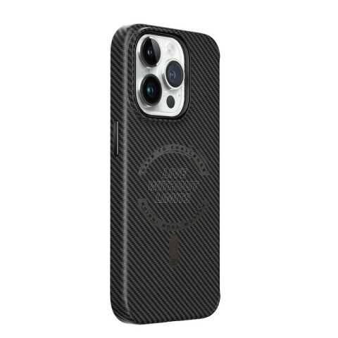 Apple iPhone 15 Pro Max Kılıf Wiwu LCC-107 Karbon Fiber Magsafe Şarj Özellikli Kamera Korumalı Kabon Kapak