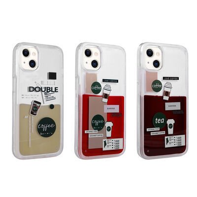 Apple iPhone 14 Plus Kılıf Desenli Sıvılı Patinda Drink Silikon Kapak