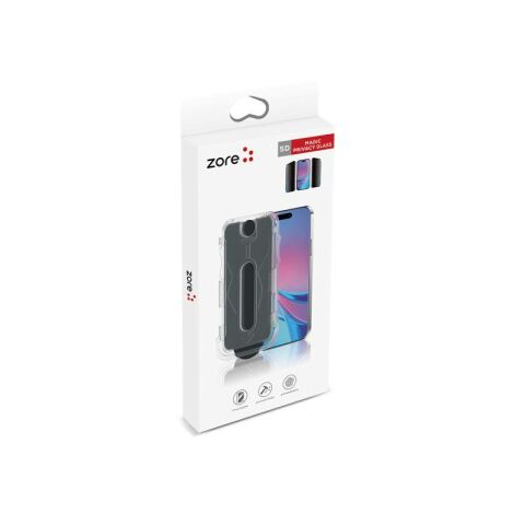 Apple iPhone 15 Pro Max Patinda Kolay Uygulama Aparatlı 5D Magic Privacy Glass Hayalet Cam Ekran