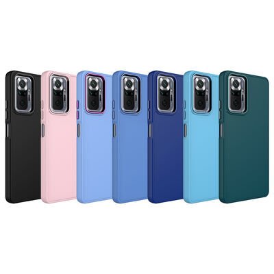 Xiaomi Redmi Note 10 Pro Kılıf Metal Çerçeve ve Buton Tasarımlı Silikon Patinda Luna Kapak