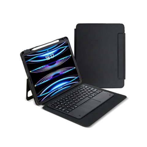 Apple iPad Pro 13 2024 Patinda Border Keyboard Bluetooh Bağlantılı Standlı Klavyeli Tablet Kılıfı