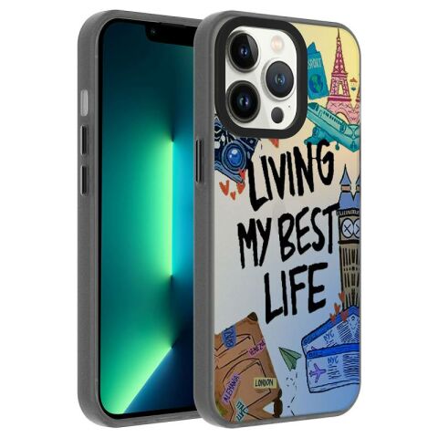 Apple iPhone 13 Pro Kılıf Desenli Patinda Dragon Sert Kapak