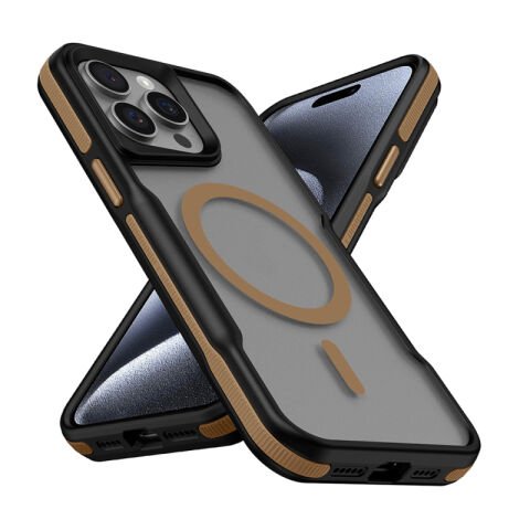 Apple iPhone 15 Pro Kılıf Magsafe Şarj Özellikli Renkli Kenar Airbag Şeritli Patinda Lamer Kapak