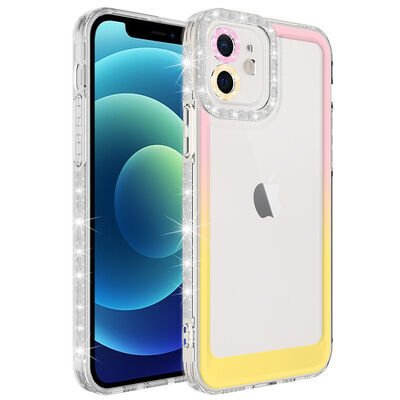 Apple iPhone 11 Kılıf Simli ve Renk Geçiş Tasarımlı Lens Korumalı Patinda Park Kapak