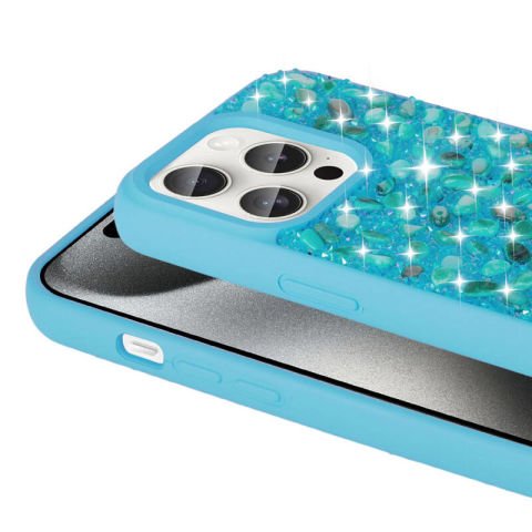 Apple iPhone 15 Pro Kılıf Parlak Taşlı Tasarım Patinda Linea Diamond Kapak