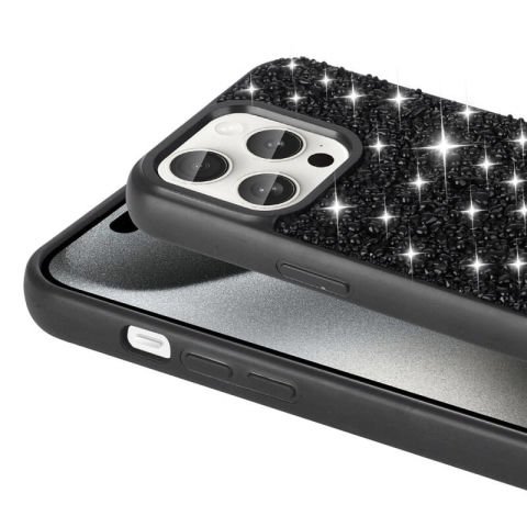 Apple iPhone 15 Pro Kılıf Parlak Taşlı Tasarım Patinda Linea Diamond Kapak