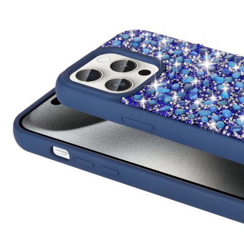 Apple iPhone 15 Pro Kılıf Parlak Taşlı Tasarım Patinda Linea Diamond Kapak