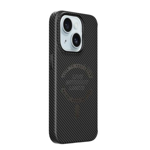 Apple iPhone 15 Plus Kılıf Wiwu LCC-107 Karbon Fiber Magsafe Şarj Özellikli Kamera Korumalı Kabon Kapak