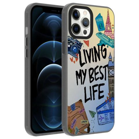 Apple iPhone 12 Pro Max Kılıf Desenli Patinda Dragon Sert Kapak