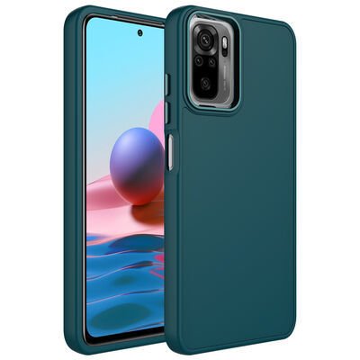 Xiaomi Redmi Note 10S Kılıf Metal Çerçeve ve Buton Tasarımlı Silikon Patinda Luna Kapak