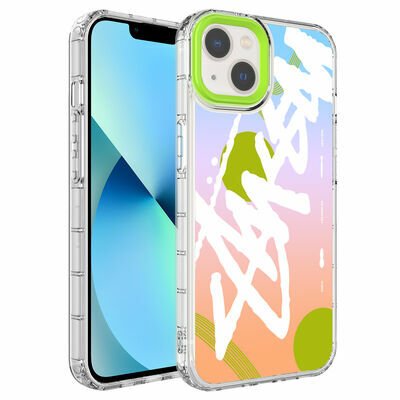 Apple iPhone 14 Plus Kılıf Kamera Korumalı Renkli Desenli Sert Silikon Patinda Korn Kapak