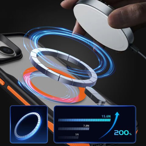 Apple iPhone 15 Kılıf Magsafe Şarj Özellikli Renkli Kenar Airbag Şeritli Patinda Lamer Kapak