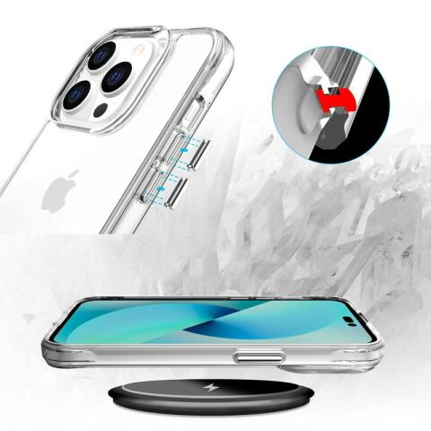 Apple iPhone 14 Pro Kılıf Patinda Şeffaf Ultra İnce Airbag Tasarımlı Okka Kapak