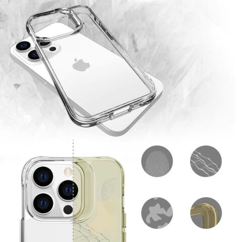 Apple iPhone 14 Pro Kılıf Patinda Şeffaf Ultra İnce Airbag Tasarımlı Okka Kapak