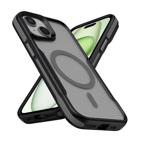 Apple iPhone 14 Plus Kılıf Magsafe Şarj Özellikli Renkli Kenar Airbag Şeritli Patinda Lamer Kapak