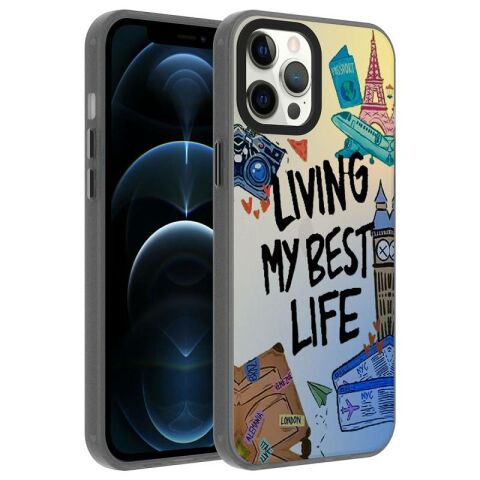Apple iPhone 12 Pro Kılıf Desenli Patinda Dragon Sert Kapak
